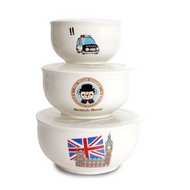 超可愛又實用 英國熊British Bear陶瓷碗3入（附保鮮蓋）