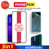 1# Caravan Crew (3 IN 1) ฟิล์มกระจกเต็มจอ Oppo A1k A5 2020 A7 A9 2020 A5S A83 F7 F9 F11 F11 PRO Reno 2 F