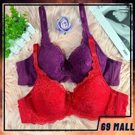 Women Bra Plus Size Wired BC Cup Floral Lace Full Cup Thin Sponge Baju Dalam Wanita Bra Berdawai Spa