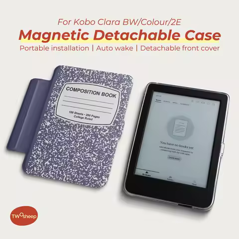 Twosheep Composition Notebook Style Case for Kobo Clara BW / Clara Colour / Clara 2E 6 Inch Magnetic