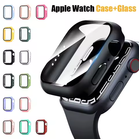 1000pcs Glass+Cover For Apple Watch case 45mm 41mm 44mm 40mm iWatch Accessorie Screen Protector for 