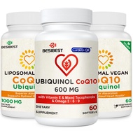 Besibest CoQ10 600mg 1PCS Bundle with 1000mg Liposomal CoQ10 Ubiquinol Supplement 2PCS