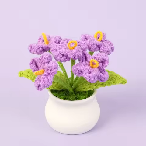 Hand Knit Finished Woolen Potted Plant Forever Office Table Car Wedding Birthday Gift Desk Decoratio