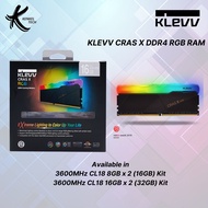 KLEVV CRAS X RGB DDR4 3600 CL18 RGB DDR4 RAM Gaming OC Desktop Memory 16GB / 32GB Kit