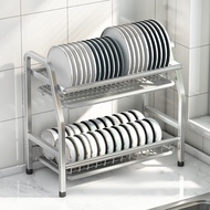 ST/🪁Shuaishi（shuaishi）Kitchen Utensils Storage Rack Dish Rack Stainless Steel Draining Dish Rack Countertop Dish Storage