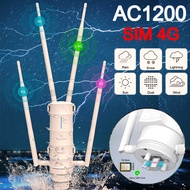 Wavlink AC1200 Dual Band wifi range extender 4G sim LTE Outdoor Waterproof WiFi Router repeater 300 ไมโครเมตร Wireless wifi ranger booster signal with SIM Card Slot4 High Gain Antennas Support Router/EasyMesh Router Mode