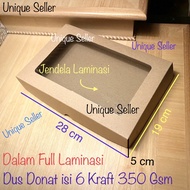 [isi10] Dus Donat isi 6 Kraft JENDELA Laminasi 28x19x5 cm / Dus Box Kotak Dos Hampers 28x19x5 Window