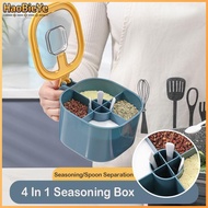 HaoBieYe Outdoor Camping 4 in 1 Seasoning Jar With 4 Spoons Convenient for Travel Multipurpose Spice