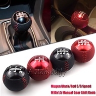 Mugen black/red 5/6 Speed M10X1.5 Mugen Gear Shift Knob leather For Honda