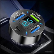 Car Charger 66W Super Fast Charging with USB PD&QC 3.0(Voltmeter&LED Lights) Universal Quick Charge 