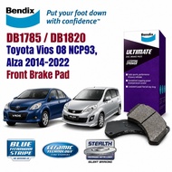Toyota Vios NCP93 2008-13, PERODUA Alza 2014-2022 Bendix Ultimate Brake Disc Pad DB1785 / DB1820