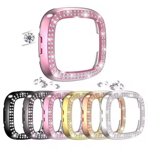 Plating PC Protector Case for Fitbit Versa 4 Watch case Anti-fall Diamond Protective Cover for Fitbi