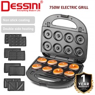 DESSINI ITALY Double Sided Electric Pizza Panini Waffle Donut Doughnut Sandwich Maker Toaster BBQ Gr