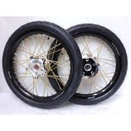 Y15ZR Y16 Set Racing Boy 160X17 Black, RCB Hub Gantang, RCB Lidi Gold with Tyre Set Pnp