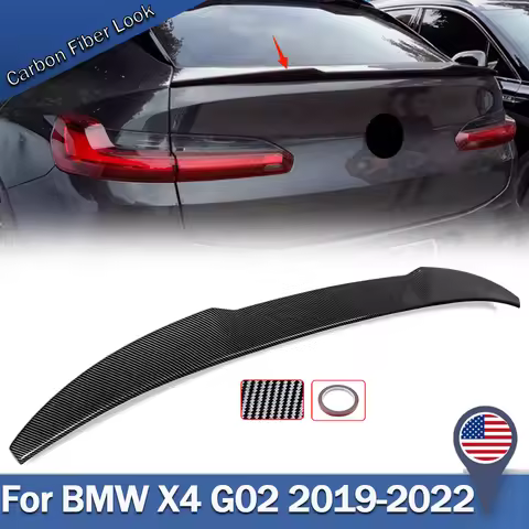 M4 Carbon Look Rear Trunk Spoiler Wing Lip For BMW X4 G02 M40i X4M F98 2019-2024