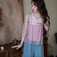 Chiffon Top Embroidered Top Exotic Girly Feeling Cute Exquisite 2025.12.2