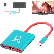 Switch 2 Dock, Stesen TV Mudah Alih untuk Steam Deck/ROG Ally/Legion GO, 3-in-1 Switch 2 Travel deng