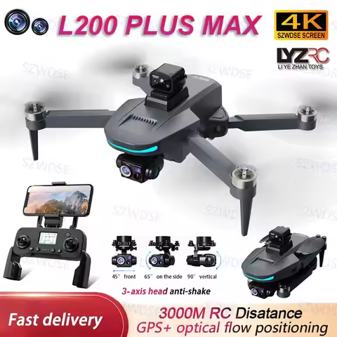 Drone L200 Plus MAX GPS with 3-axis Gimbal Professional 4K HD Camera FPV Drones Optional Obstacle Av