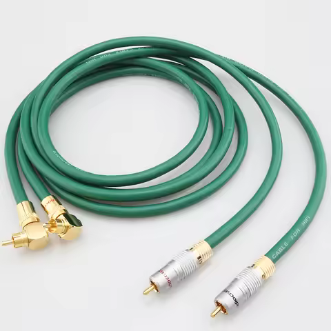 MCINTOSH 2328 Silver-Plated 6N OFC HIFI 90 Degree Elbow RCA to Male Audio Cable Gold Plated Plugs Ri