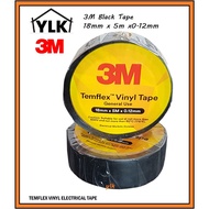 YLK【Pc】3M TEMFLEX VINYL TAPE WAYAR TAPE (PC) / Normal Tape (BLACK) ELECTRIC WIRE TAPE 18MM