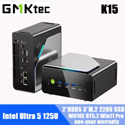 GMKtec K15 MINI PC Intel Ultra 5 125U 2*DDR5 3*M.2 2280 SSD 2.5G Lan WIFI6E BT5.2 Dual 2.5G LAN Diy 