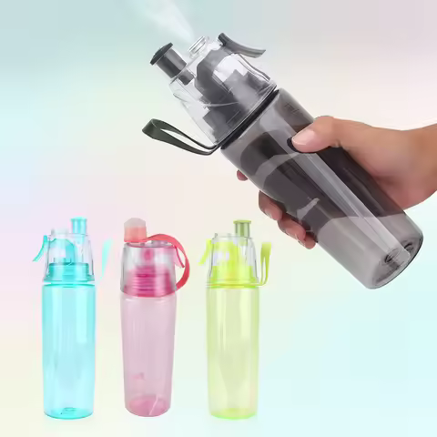 600ML Portable Clear Plastic Spray Head Anti Leak Water Bottle Sports School Cycling Plastic Water B