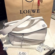 LOEWE真品 Puzzle 牛奶白大號真皮手提包 斜背包 後背包