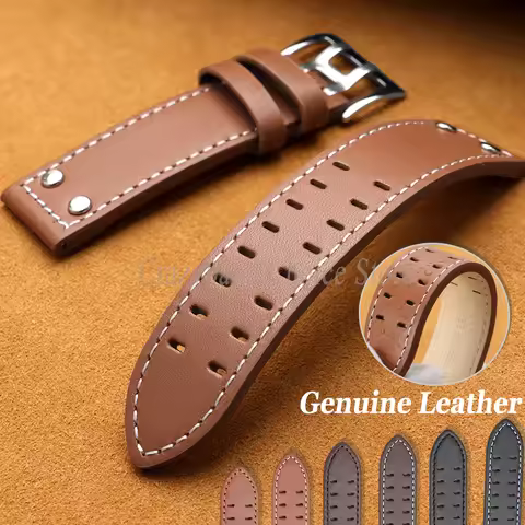 Genuine Leather Watch Straps For Hamilton WatchBands 20 22mm Business Calfskin For Khaki Aviation Fi