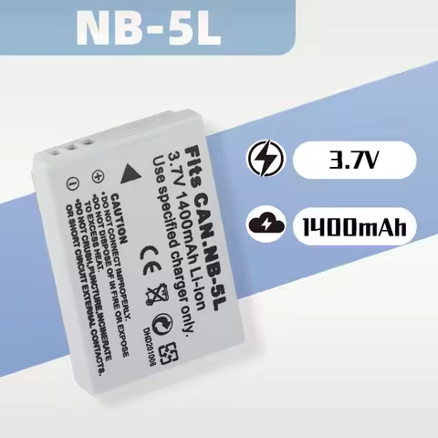 Rechargeable 3.7V 1400mAh Battery for Canon NB-5L/NB5L (5L), Compatible with IXUS 800-980/860/870/90