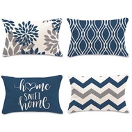 <COD>Blue geometric pillow case cotton Linen 30 x 50. 40 x 60. 50 x 70. Room decor sofa pillow cases