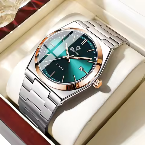 UTHAI Men Watch New Brand Business Steel Belt Green Waterproof Night Light Calendar Male Fashion Qua