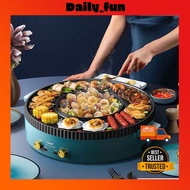 MSIA READY STOCK 50CM XL size 2 in 1 Hotpot Pan Grill Teppanyaki Hot Pot Steamboat BBQ Non Stick Smo