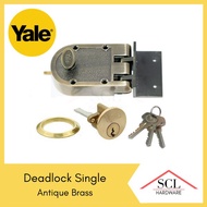 YALE Rim Lock Deadlock Single (Antique Brass)