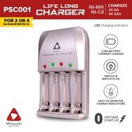 ✱Mitsushi PSC001 4-Bay Fast Battery Charger for AA / AAA Rechargeable Battery