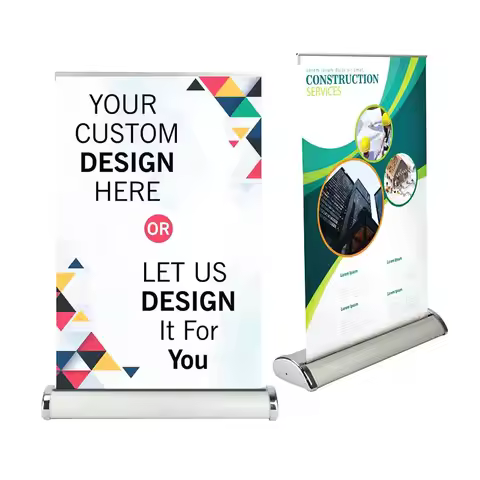Custom A3/A4 Mini Desktop Roll up Banner Stand Aluminum Retractable Banner Stand Exhibition Business