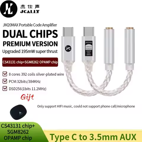 JCALLY JM20 / PRO/ MAX High Performance DAC decoder Type-C to3.5mm Headphone Amplifier Adapter for A