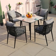 Outdoor tables and chairs rattan furniture patio garden balcony tables and chairs outdoor rattan chairs dining table leisure table chairs set of three.