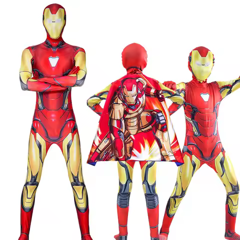Iron Man Mark85 Cosplay Costumes Kids Adults Role Play Spandex with Cape Marvel Avengers 4 Tony Star