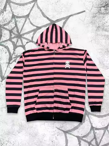 European and American hoodie striped Gothic long sleeved pullover hoodie skeleton jacket street tren