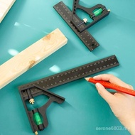 Down's Woodworking Square Ruler 250mm Multifunctional Horizontal Square Ruler Movable 45 Degree 90 D