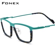 FONEX แว่นสายตาทรงสี่เหลี่ยมกรอบแว่นตาไททาเนียมผู้ชายแฟชั่นสำหรับผู้หญิงใหม่2024 F85792แว่นตาแว่นสาย