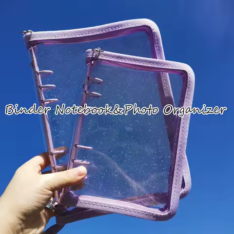 Sharkbang A5 A6 Zipper Binder Notebook Photo Organizer Loose Leaf Cover Diary Bullet Transparent PVC