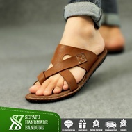 HANDMADE - SANDAL KULIT PRIA JAPIT SENDAL JEPIT CASUAL KASUAL FLIP FLOP TERLARIS KEREN ACARA RESMI A