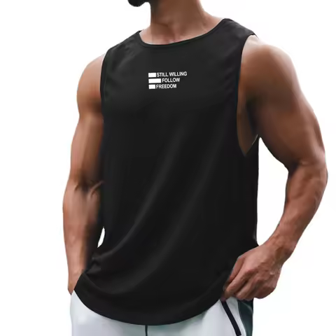 Still Willing Follow Freedom Sports Tank Tops Mens Running Vests Fitness Clothing Quick Dry Loose Bo