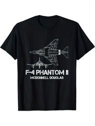 Men'S F-4 Phantom II McDonnell Douglas Plane Print T-Shirt - 100% Knit Fabric