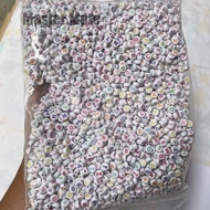 1 pound of white alphabet beads, rainbow letters, mix colors