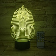 Egyptian Sphinx Pharaoh 3D Lamp LED Lamp USB Night Light Touch Remote 7 Colors Change Room Decor Gif