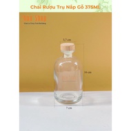 TT Cylinder Wine Bottle with Wooden Cap 375ml