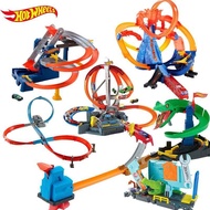Mattel Hot Wheels Racing Track Set Boy Toys Hot Little Sports Car Track Electric Racing Alloy Car Model