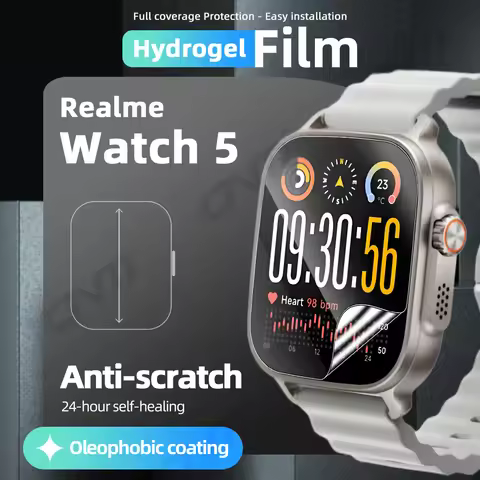 Hydrogel Film for Realme Watch 5 Screen Protector, for Realme Watch 5 HD Full Coverage Soft Protecti
